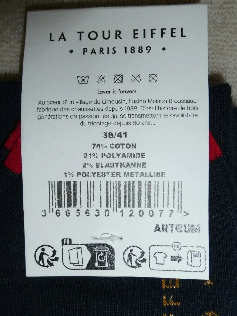 LA Tour Eiffel Paris 1889 Dark Navy Women's Socks Made in France